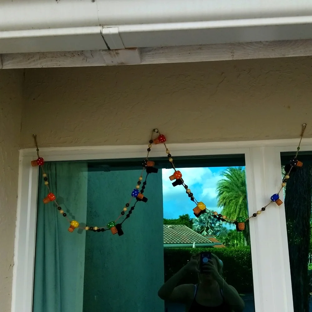Hand Crafted Rainbow Toadstools Champagne Corks Rustic Garland